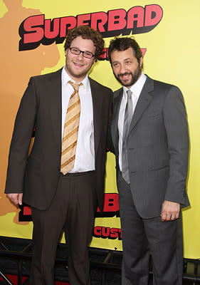 Writer/producer Seth Rogen and producer Judd Apatow at the Los Angeles premiere of Columbia Pictures' Superbad