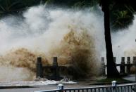 Typhoon Hato brought huge waves when it hit Zhuhai in China's southern Guangdong province