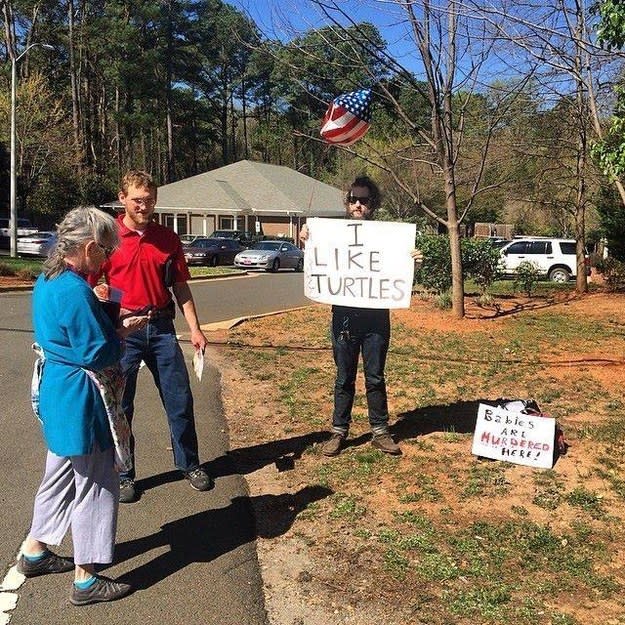 Couple protest anti-abortion protests in North Carolina