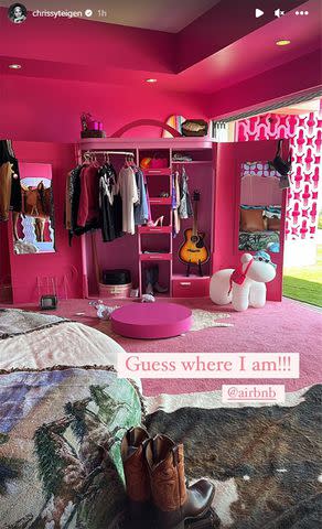 <p>Chrissy Teigen/Instagram</p> Inside the Barbie Dream House AirBnB.