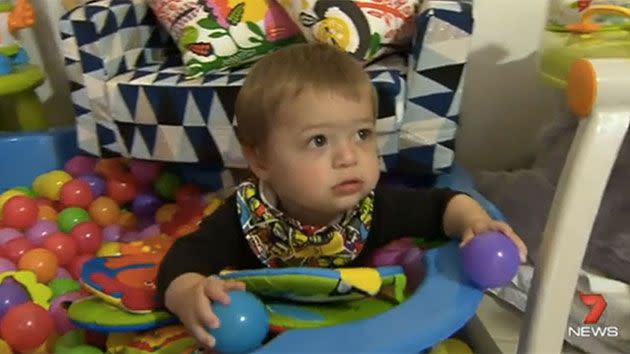 Linc is so allergic to eggs that even someone else's breath can affect him. Photo: 7News