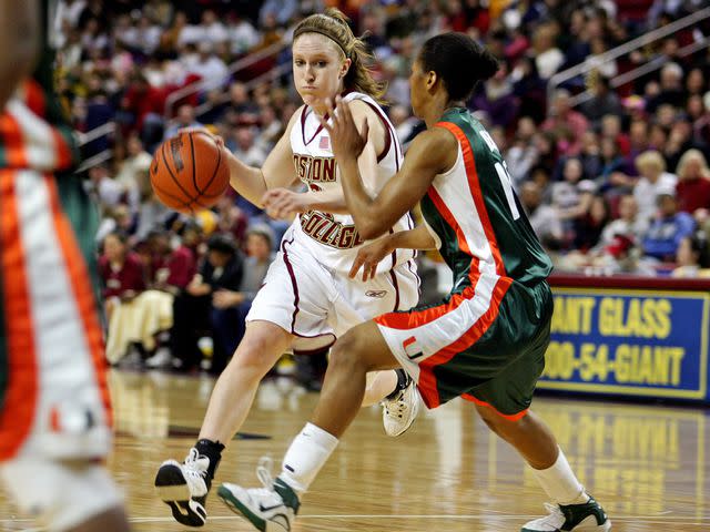 <p>Lisa Hornak/MediaNews Group/Boston Herald/Getty</p> Sarah Marshall during a game against the University of Miami in 2007