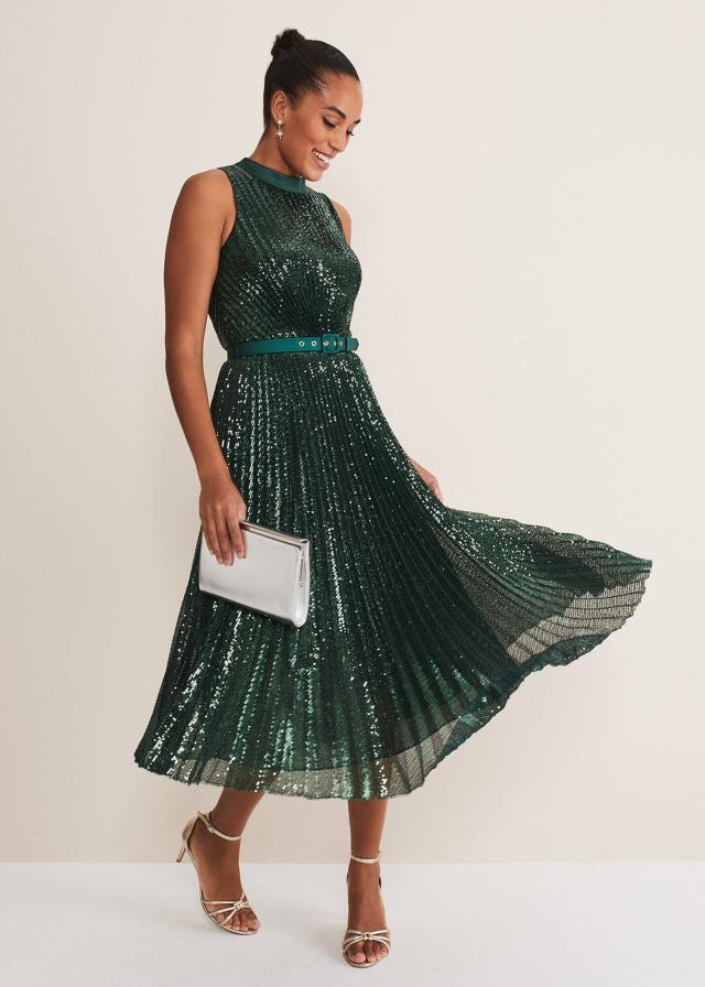 Emerald Sequin Flare Trouser