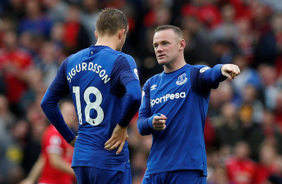 Wayne Rooney and Gylfi Sigurdsson at Old Trafford