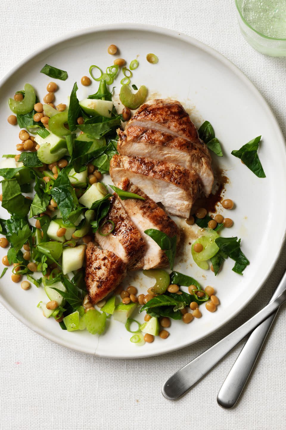 Balsamic Chicken with Apple, Lentil and Spinach Salad