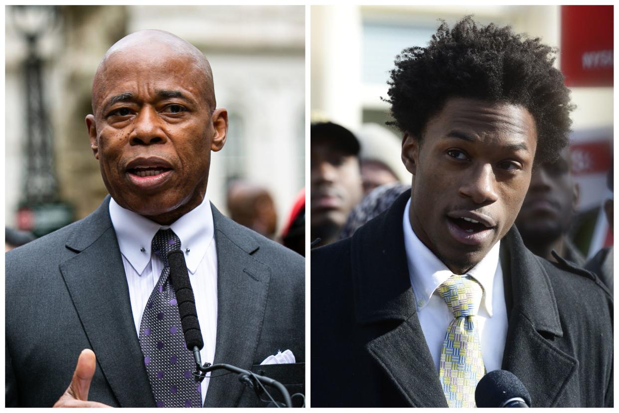 New York City Mayor Eric Adams (left) and New York State 58th Assembly District candidate Hercules Reid (right)