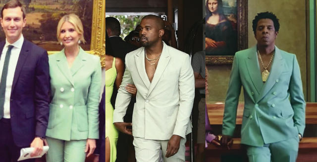 Ivanka Trump channels Kanye West and Jay-Z in light green suit at meeting  with Kim Kardashian