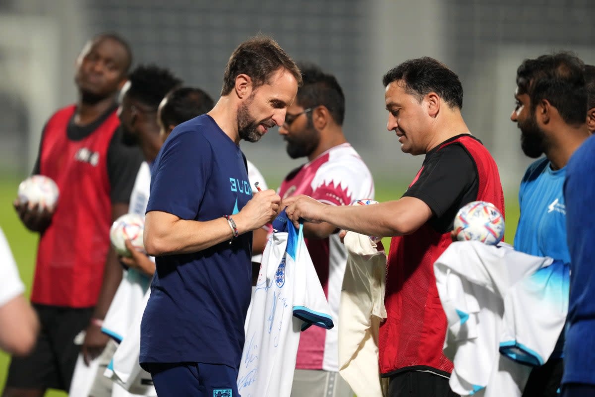 Gareth Southgate’s side face Iran in their World Cup opener (Martin Rickett/PA) (PA Wire)