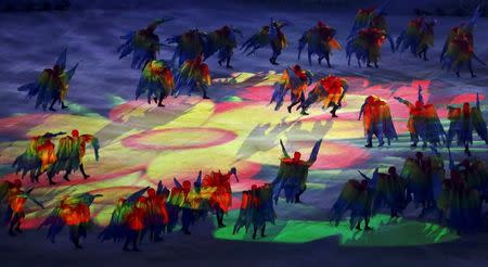 2016 Rio Olympics - Closing ceremony - Maracana - Rio de Janeiro, Brazil - 21/08/2016. Performers take part in the closing ceremony. REUTERS/Yves Herman