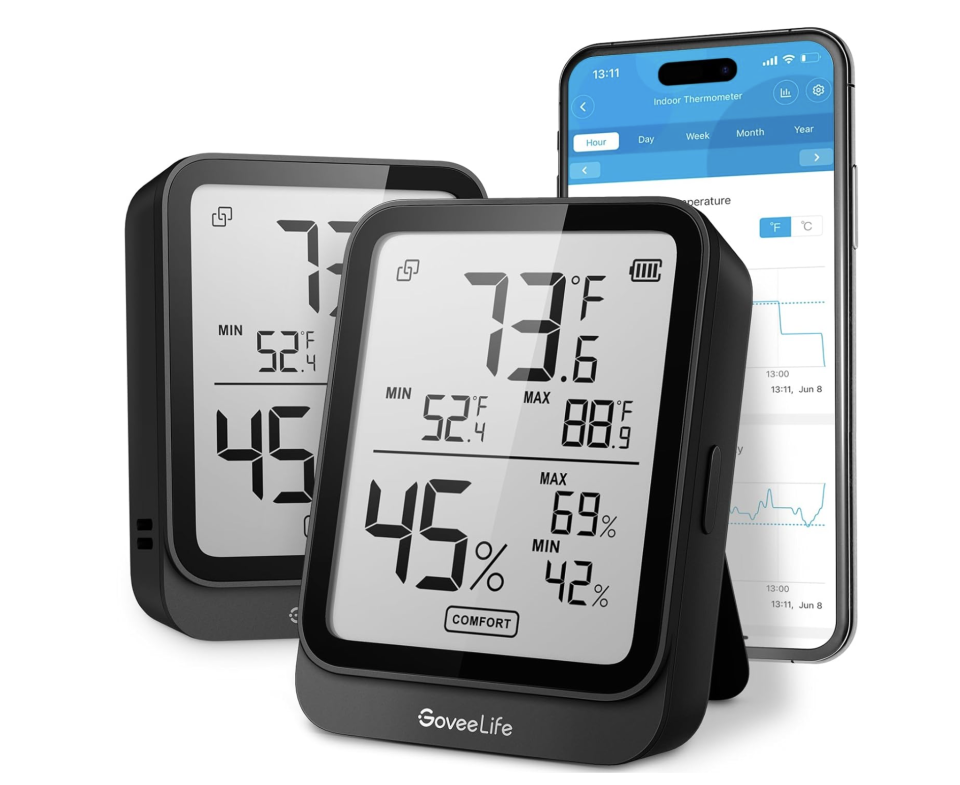 GoveeLife Hygrometer Thermometer H5104 2Pack, Bluetooth Room Temperature Monitor with APP Alert and 2 Years Date Storage (Photo: Amazon)