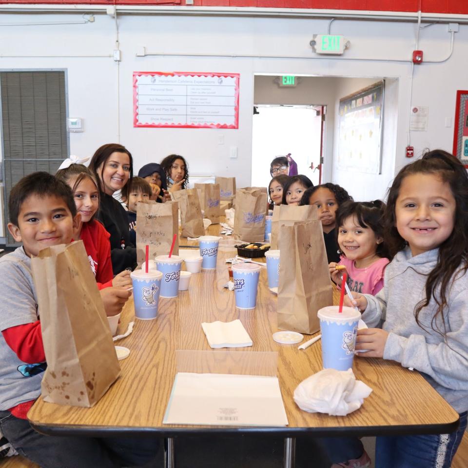 Barstow school children enjoy lunch at Fosters Freeze located on Main Street.