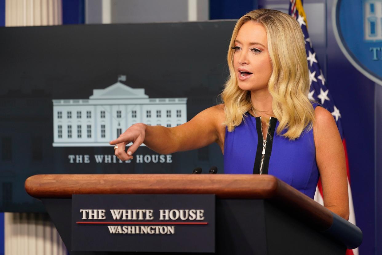 Press Secretary Kayleigh McEnany says Donald Trump did not endorse herd immunity for Covid-19. (EPA)