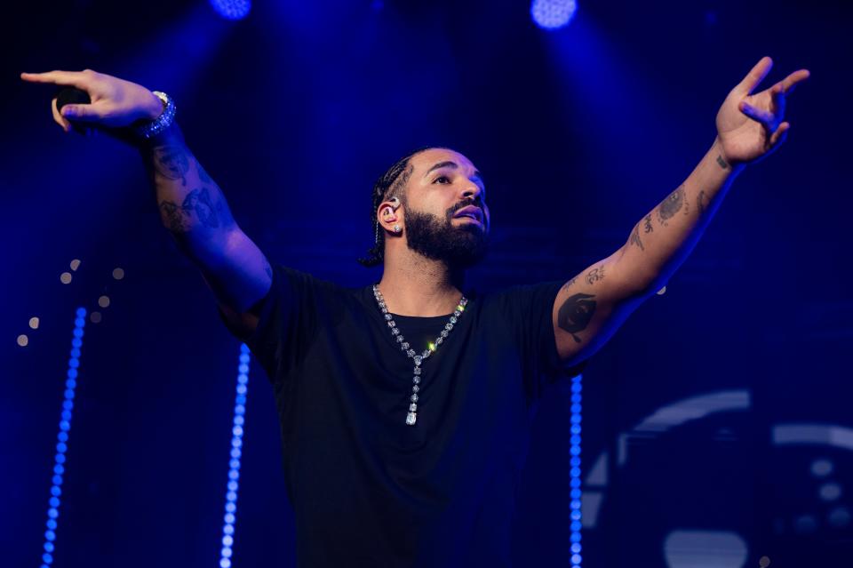 Drake performs during Lil Baby's Birthday Party at State Farm Arena on Saturday, Dec. 9, 2022, in Atlanta.