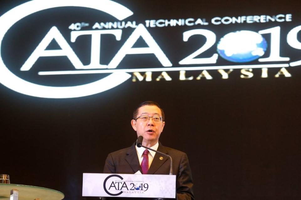 Finance Minister Lim Guan Eng delivers his speech during  the 40th CATA Annual Technical Conference 2019 at the St Giles Wembley Hotel, George Town November 11, 2019. — Picture by Sayuti Zainudin