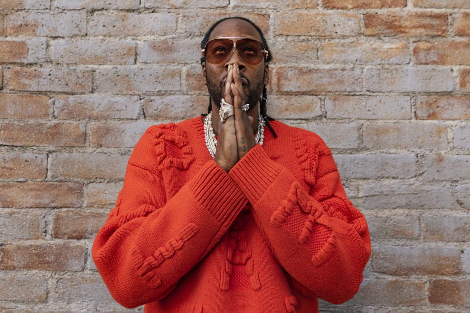 FILE - Grammy-winning rapper 2 Chainz poses for a portrait in Los Angeles on Nov. 4, 2022. 2 Chainz says his official studio album with Lil Wayne, expectedly titled “COLLEGROVE 2,” will be out before 2023 is over. (AP Photo/Damian Dovarganes)
