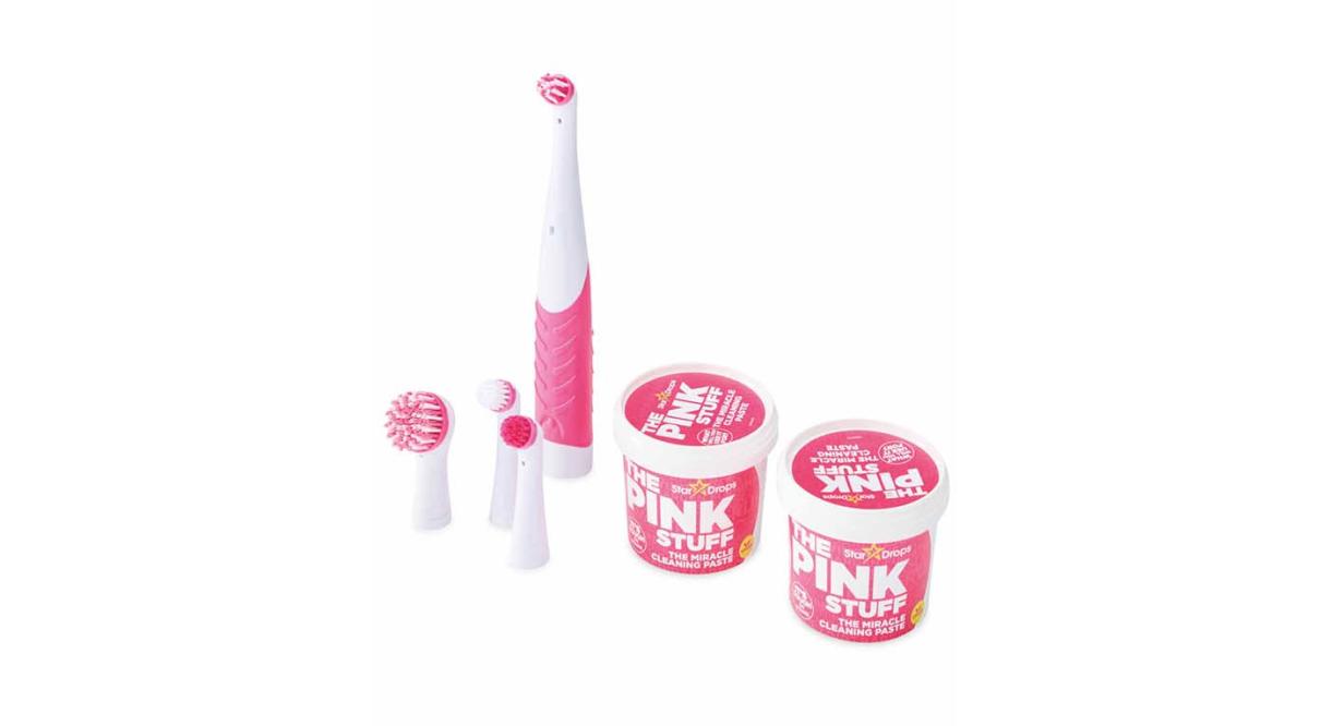  Stardrops - The Pink Stuff - The Miracle Scrubber Kit - 2 Tubs  of The Miracle Cleaning Paste With Electric Scrubber Tool and 4 Cleaning  Brush Heads : Health & Household