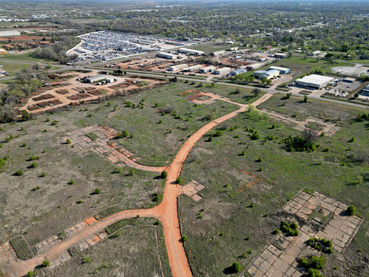 An aerial photo shows land that is a proposed site for the Oklahoma County jail.