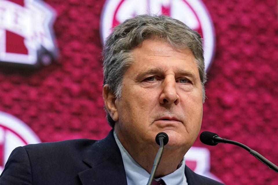 Jul 19, 2022; Atlanta, GA, USA; Mississippi State head coach Mike Leach shown on the stage during SEC Media Days at the College Football Hall of Fame. Mandatory Credit: Dale Zanine-USA TODAY Sports