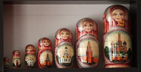 Painted Matryoshka dolls, or Russian nesting dolls, are pictured in the Centre of Russian Culture in Daugavpils March 21, 2014. REUTERS/Ints Kalnins