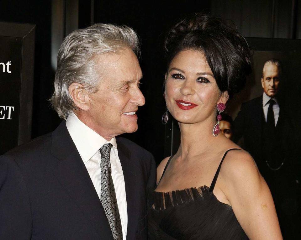 Michael Douglas (L) and Catherine Zeta-Jones attend the premiere of "Wall Street: Money Never Sleeps" at the Ziegfeld Theatre on September 20, 2010 in New York City.