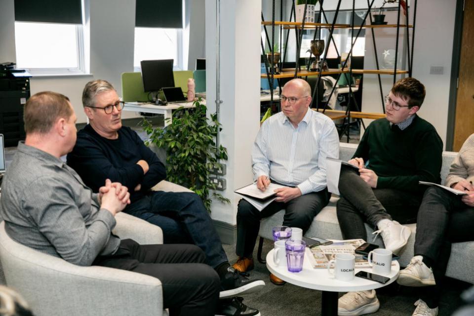 The Northern Echo: Sir Keir Starmer (second from left) with the Echo's Gavin Foster, Chris Lloyd and Daniel Hordon.