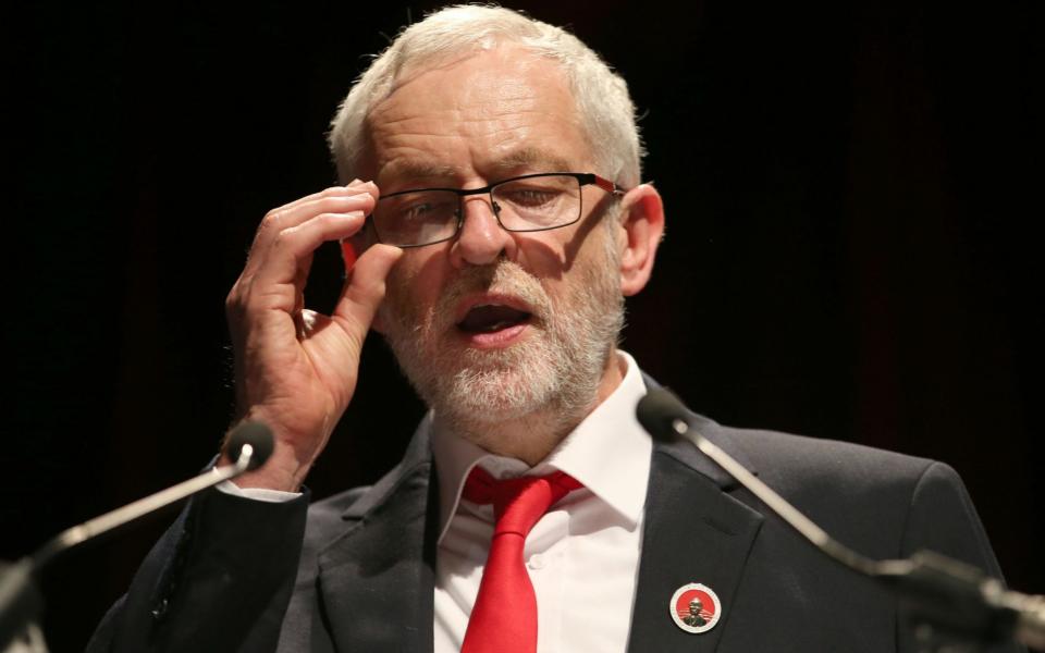 Labour leader Jeremy Corbyn addresses the STUC conference in Aviemore - PA