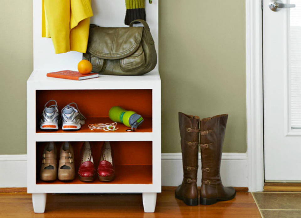 <body> <p>This two-in-one bench and shoe rack pulls <a rel="nofollow noopener" href=" http://www.bobvila.com/slideshow/12-double-duty-products-you-never-saw-coming-50034#.Vzoog2QrJhA?bv=yahoo" target="_blank" data-ylk="slk:double duty;elm:context_link;itc:0;sec:content-canvas" class="link ">double duty</a>, acting as both storage and seating—making it perfect for a skinny entryway or foyer. To copy the look, join plywood and tapered feet with screws into a storage-smart accent.</p> <p><strong>Related: <a rel="nofollow noopener" href=" http://www.bobvila.com/slideshow/14-ultrafunctional-ideas-to-steal-for-your-entryway-49387?bv=yahoo" target="_blank" data-ylk="slk:14 Ultrafunctional Ideas to Steal for Your Entryway;elm:context_link;itc:0;sec:content-canvas" class="link ">14 Ultrafunctional Ideas to Steal for Your Entryway</a> </strong> </p> </body>