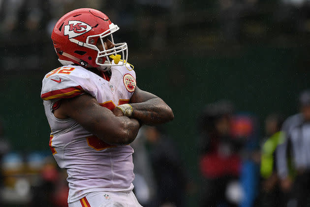 Spencer Ware, off a mud-filled mashing of Oakland, isn't ready to relinquish carries just yet. (Getty)