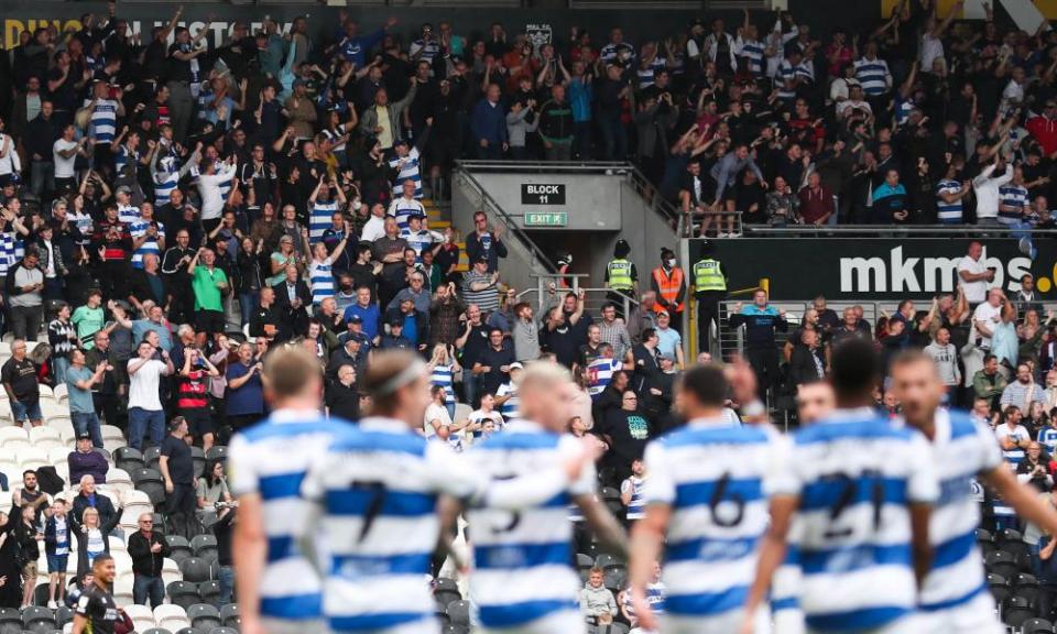 QPR supporters celebrate a goal at Hull this season. Tony Fernandes calls them ‘one of the most financially aware bunches of fans in the country’.