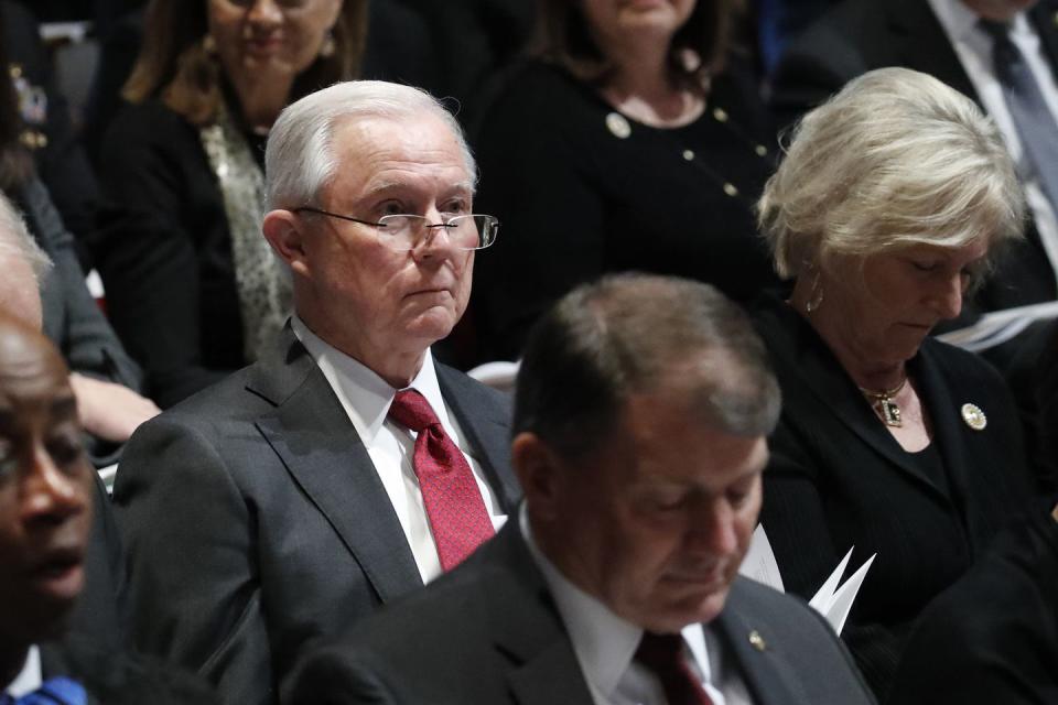 <p>Former Attorney General Jeff Sessions several rows back.</p>