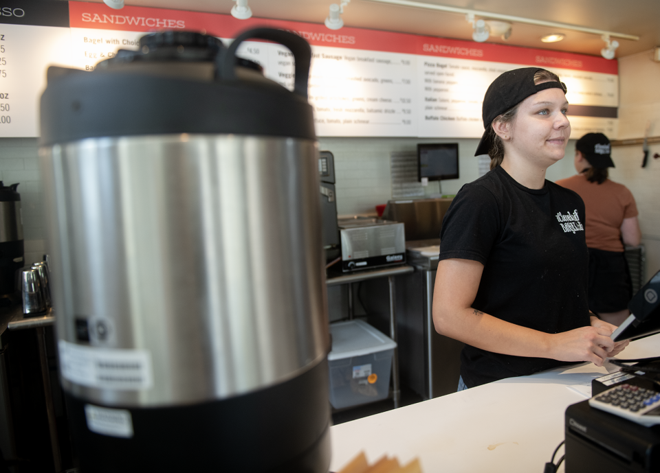 Madelyn Profitt, a Kent State University student who works at The Cleveland Bagel Co. in Kent, says the U.S. Supreme Court's decision throwing out student loan forgiveness  shows "the government doesn't really care about us."