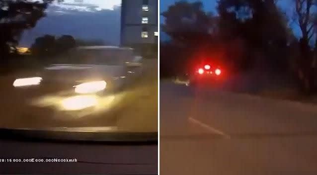 Two angles show the perilously close call. Photo: Dash Cam Owners Australia