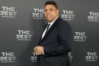 Former Brazil soccer player Ronaldo arrives for the FIFA Football Awards 2023 at the Eventim Apollo in Hammersmith, London, Monday, Jan. 15, 2024. (AP Photo/Kirsty Wigglesworth)