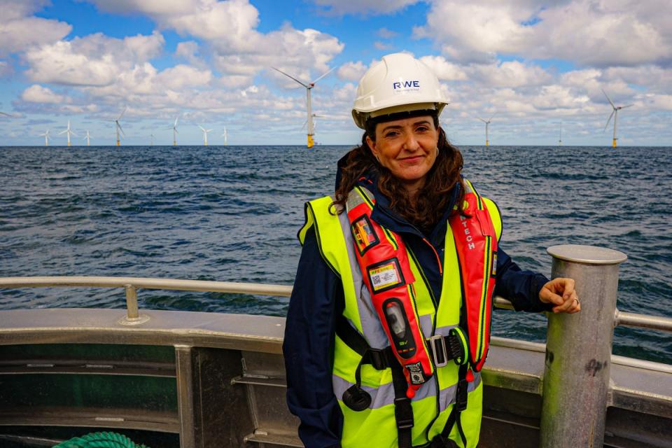 Tamsyn Rowe at RWE’s Gwynt y Mor, one of the world’s largest offshore wind farms located eight miles offshore in Liverpool Bay, off the coast of North Wales (Ben Birchall/PA) (PA Wire)