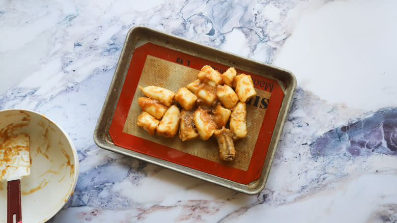 Roasting bananas on sheet tray