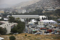 This photo shows the venue where the Loya Jirga will be held, in Kabul, Afghanistan, Sunday, Aug. 9, 2020. A traditional Afghan council concluded Sunday with hundreds of delegates agreeing to free 400 Taliban members, paving the way for an early start to negotiations between Afghanistan's warring sides. (AP Photo/Rahmat Gul)