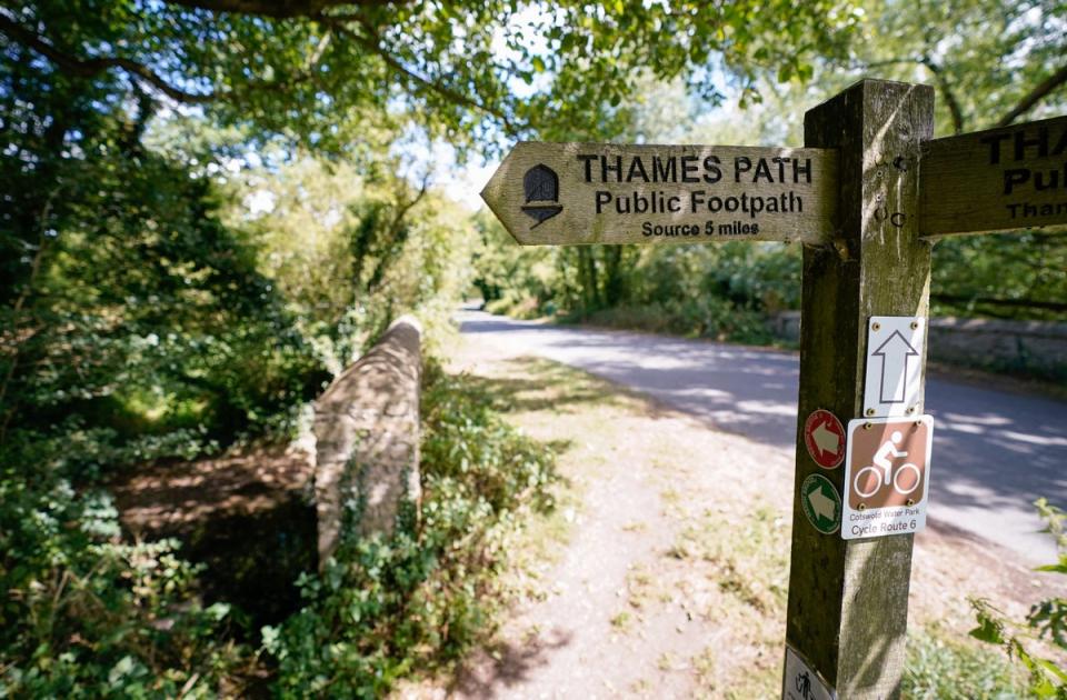 A view of a signpost for the Thames Path near to Somerford Keynes (Andrew Matthews/PA) (PA Wire)
