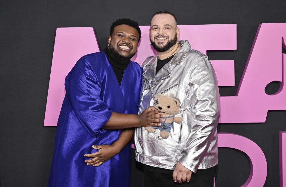 Jaquel Spivey, left, and Daniel Franzese attend the world premiere of "Mean Girls" at AMC Lincoln Square on Monday, Jan. 8, 2024, in New York. (Photo by Evan Agostini/Invision/AP)