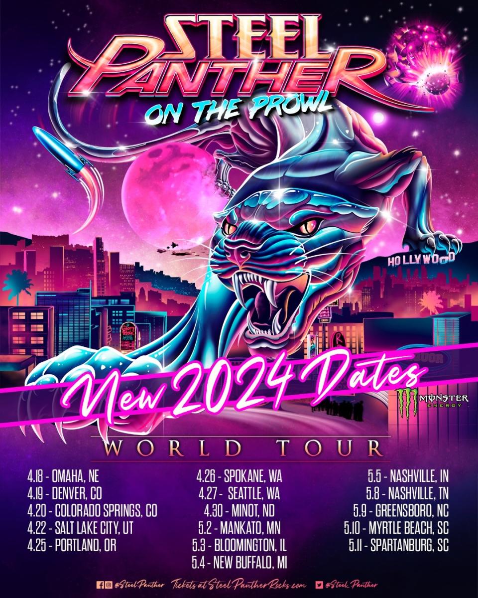 Steel Panther spring 2024 tour poster