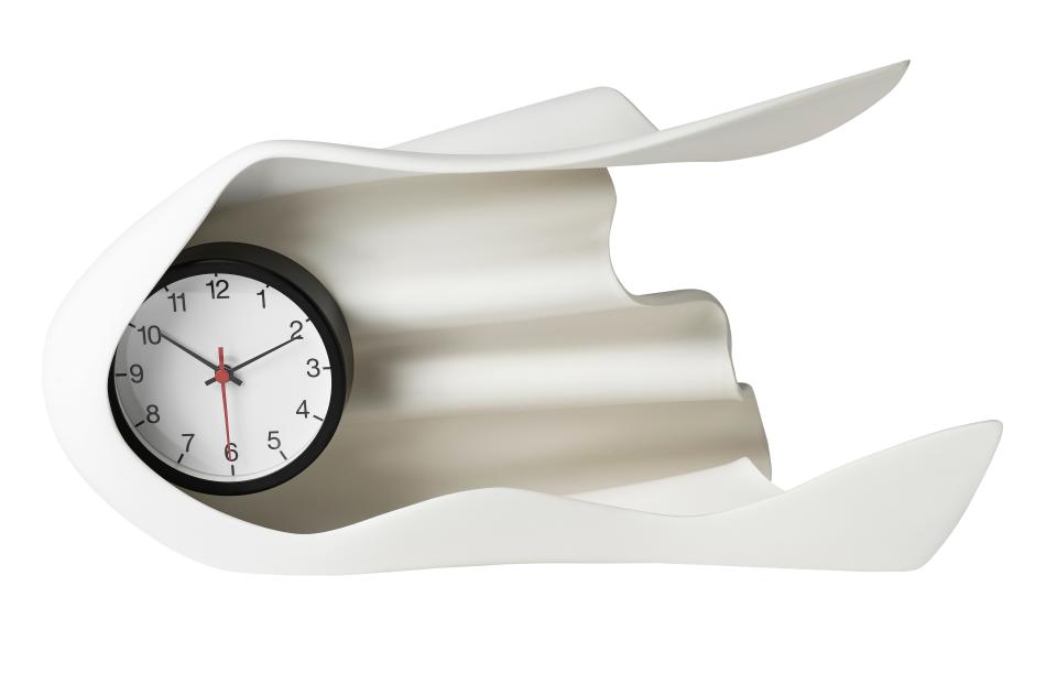 Daniel Arsham’s clock ($45) shows his ongoing fascination with questions of movement, materials, and architecture.