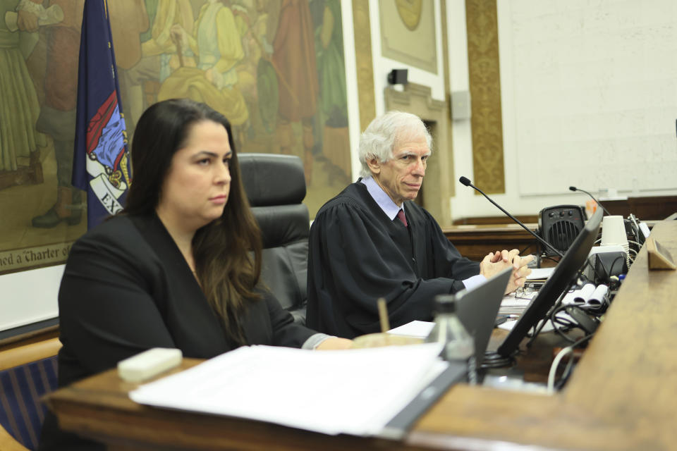 Justice Arthur Engoron presides over the civil fraud trial of former President Donald Trump and his children at New York State Supreme Court on Monday, Nov. 13, 2023, in New York. (Michael M. Santiago//Pool Photo via AP)