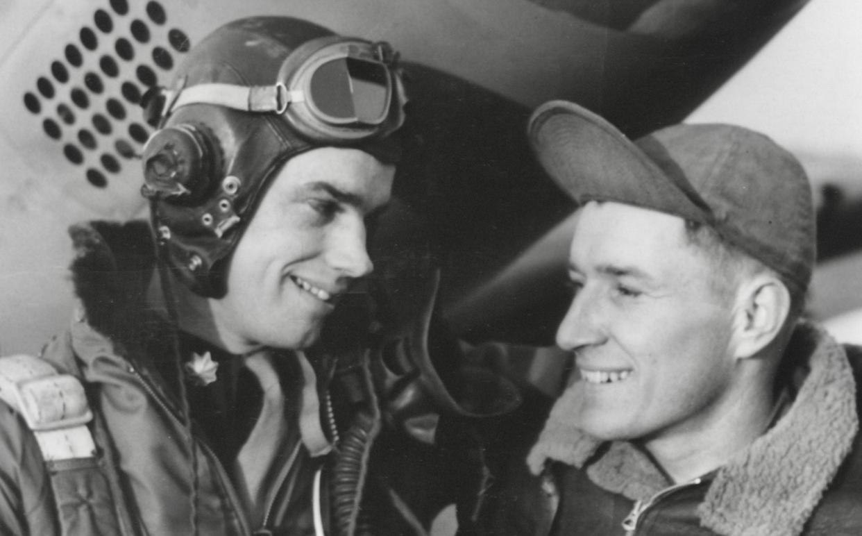 'Bud' Anderson, left, with his Mustang 'Old Crow' and his chief of ground crew, Sergeant Leon Zimmerman