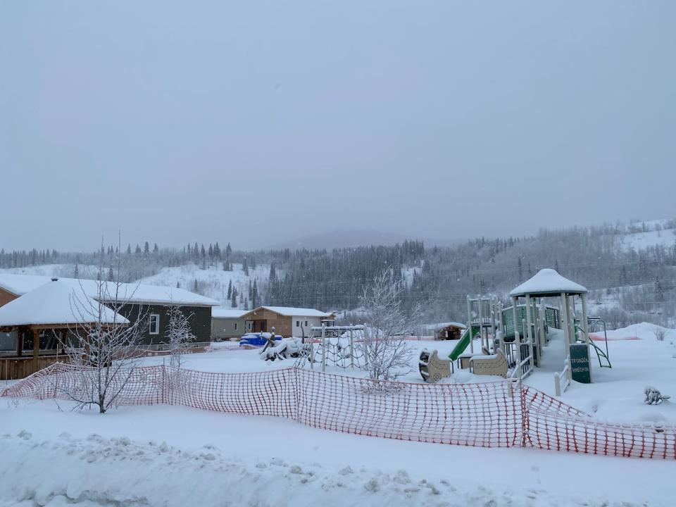 A park next to the four new homes being built in the the Trʼondëk subdivision of C-4. 