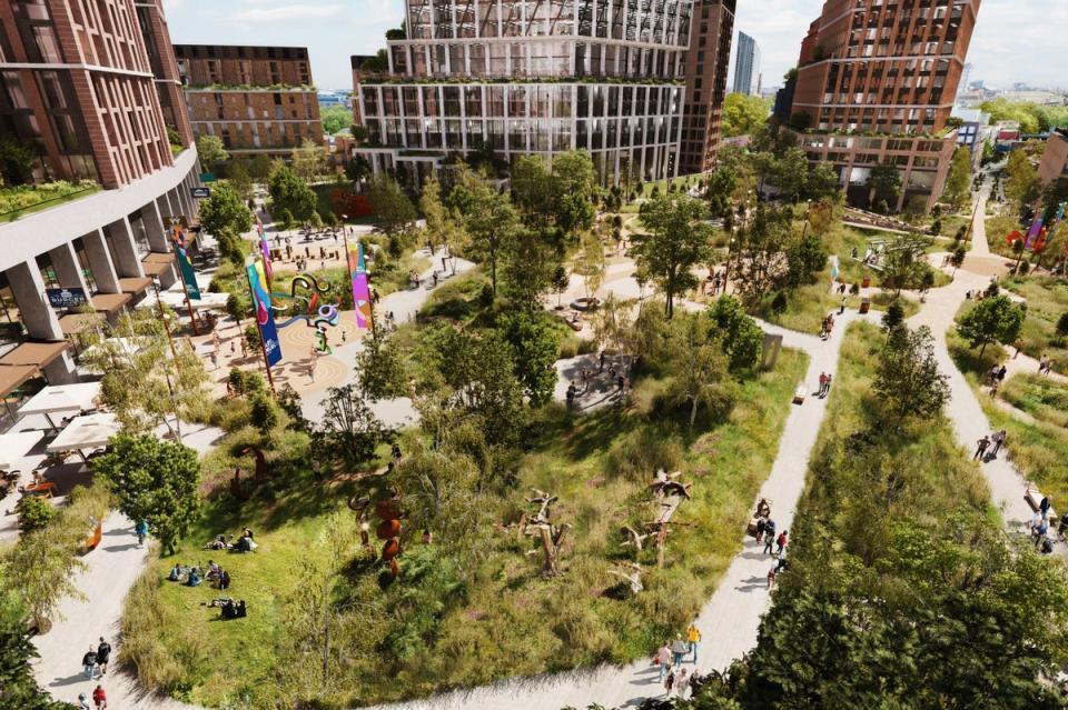 The new park the size of Trafalgar Square at the heart of the scheme (ECDC)