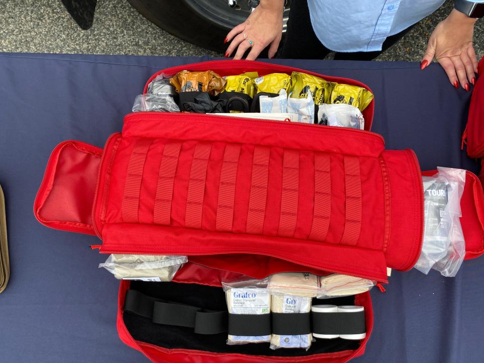 One of the special medical kits that can help stabilize heavily bleeding gunshot victims distributed by the Rhode Island Emergency Management Agency.