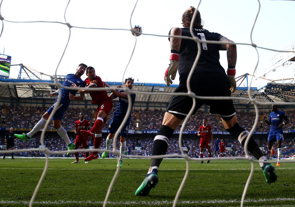 Olivier Giroud’s headed goal helped Chelsea to victory over Liverpool