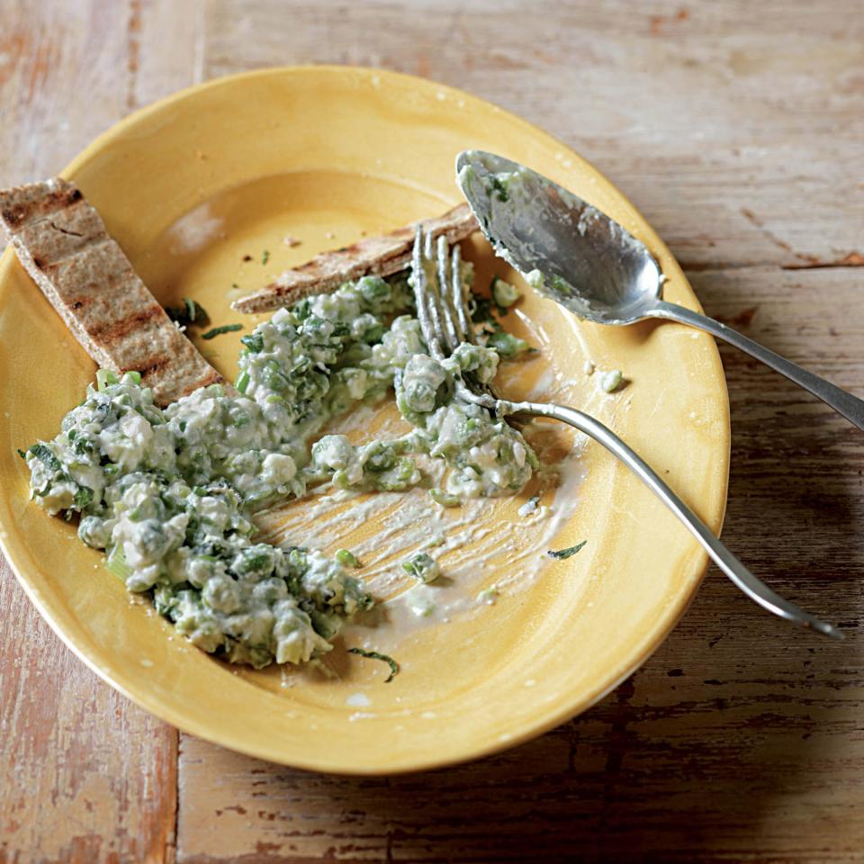 Crushed Peas with Feta and Scallions