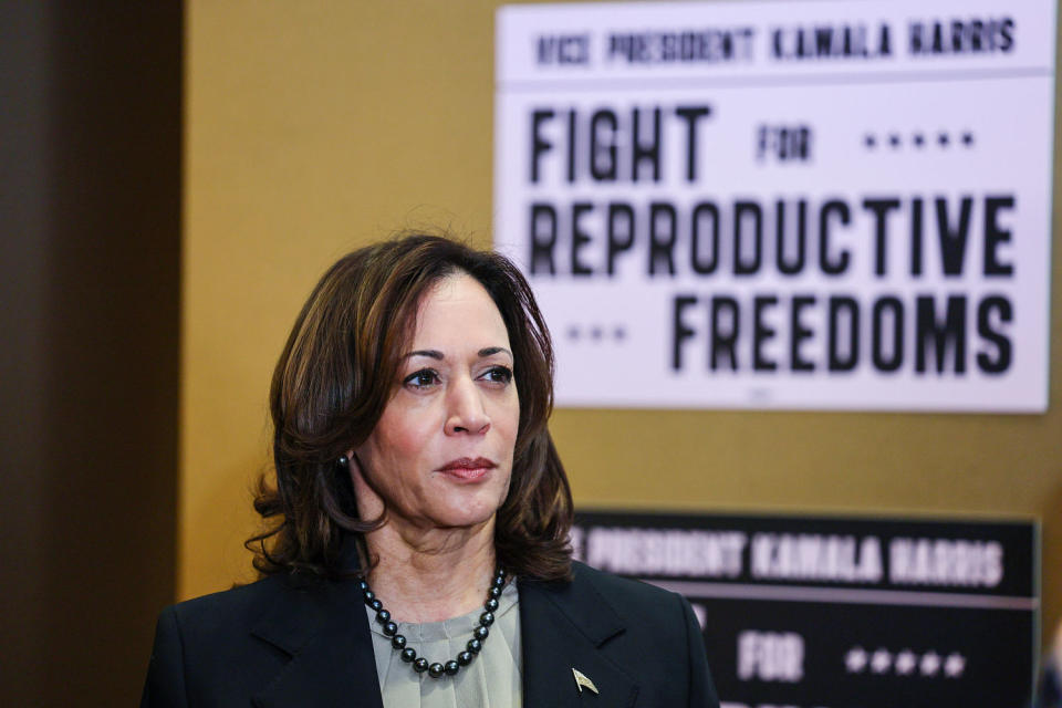 Vice President Kamala Harris at Planned Parenthood (Adam Bettcher / AP file)