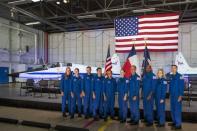 <p>Lors de la présentation des nouveaux astronautes en formation de la Nasa, au centre spatial Johnson, à Houston (Texas), le 6 décembre 2021.</p>