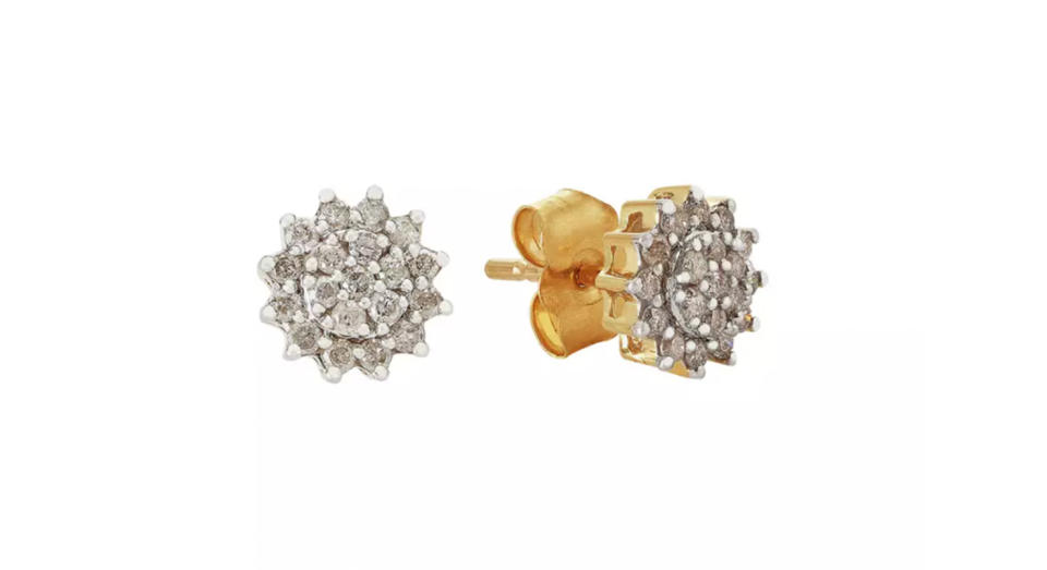 Revere 9ct Yellow Gold 0.25ct Diamond Cluster Stud Earrings